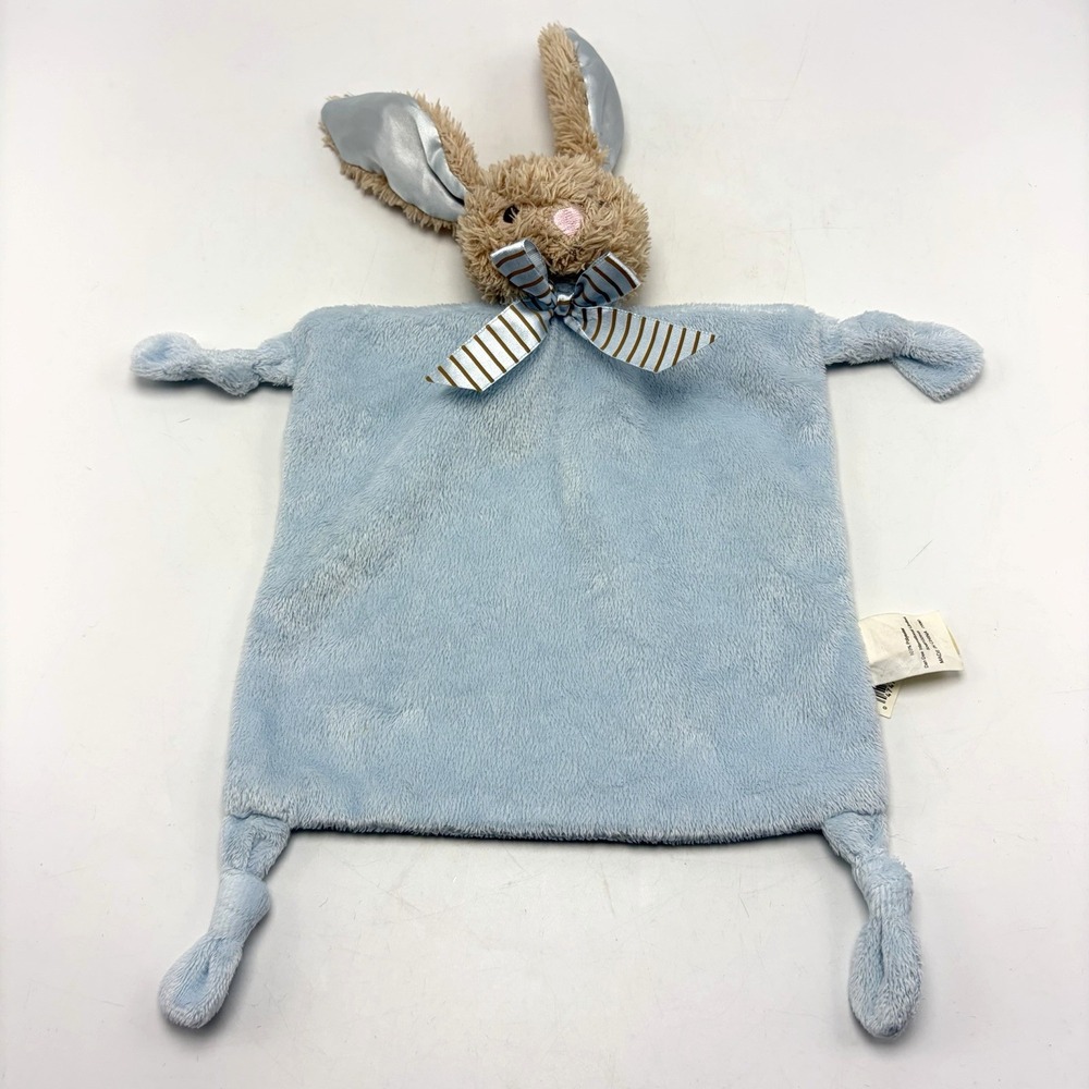 Dan Dee Bunny Rabbit Security Blanket Lovey Plush Rattle Blue Knots Baby